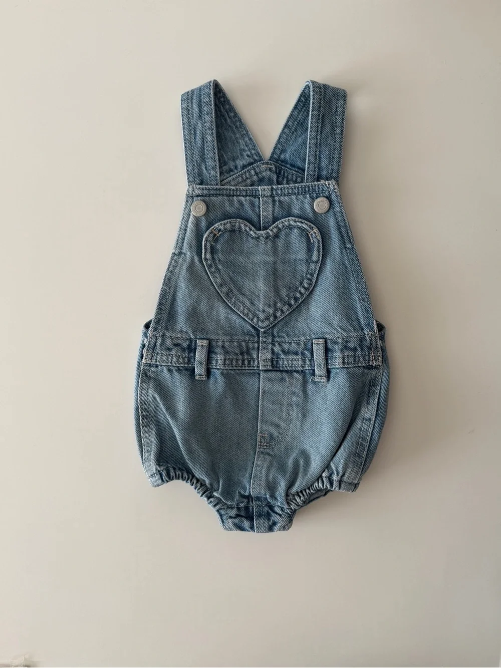 Old Navy Denim Heart Overall Romper - 18/24 months